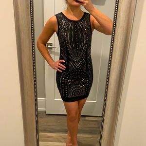 Short black embellished dress